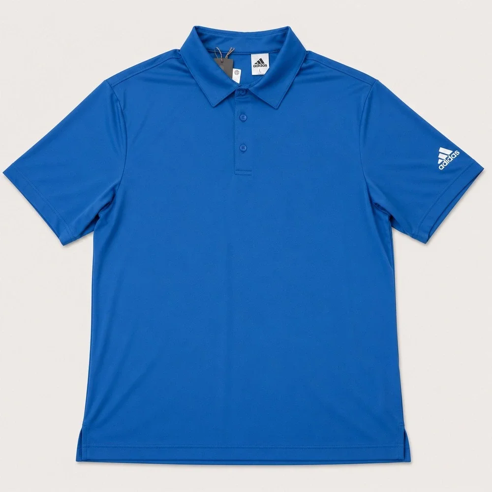 NWT Adidas Mens Medium Blue Golf Polo Shirt Performance Short Sleeve SAMPLE